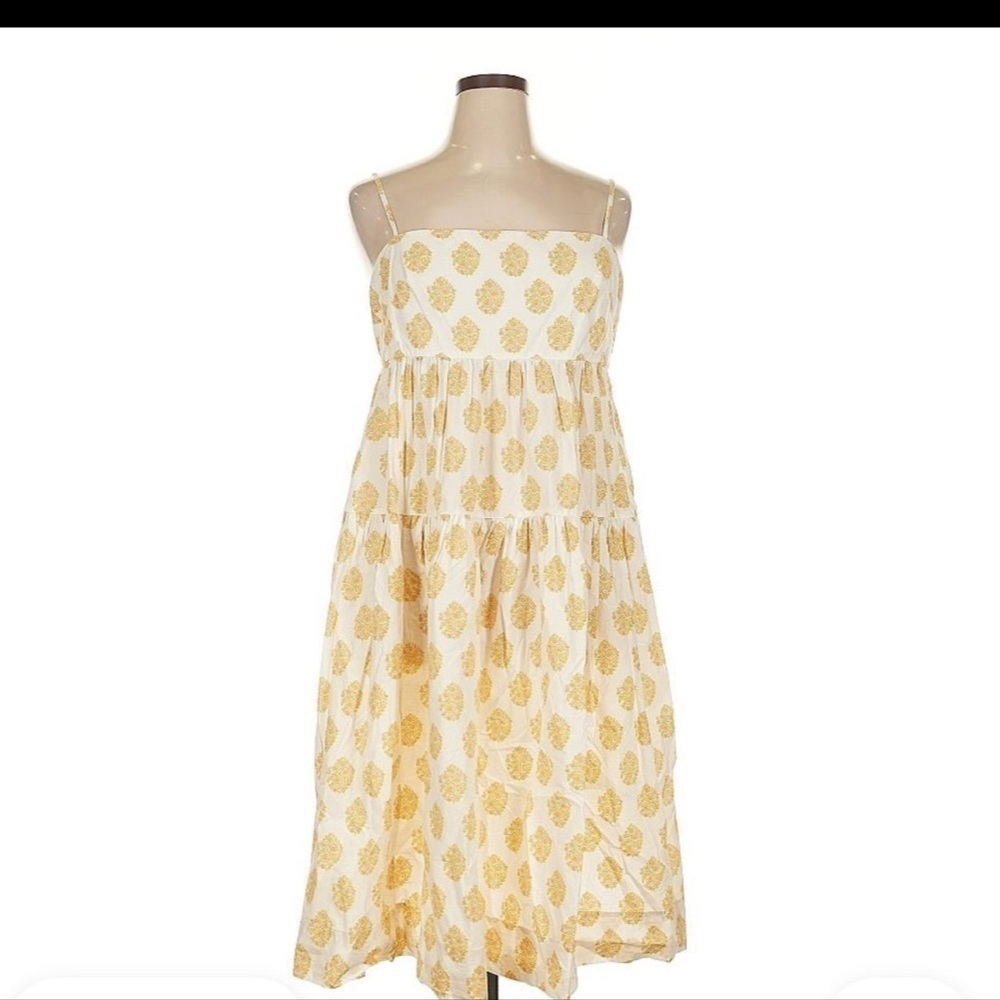 J.Crew Cottagecore Tiered Midi Dress Tie Back Floral Yellow White NWT Size 6 - Picture 4 of 9
